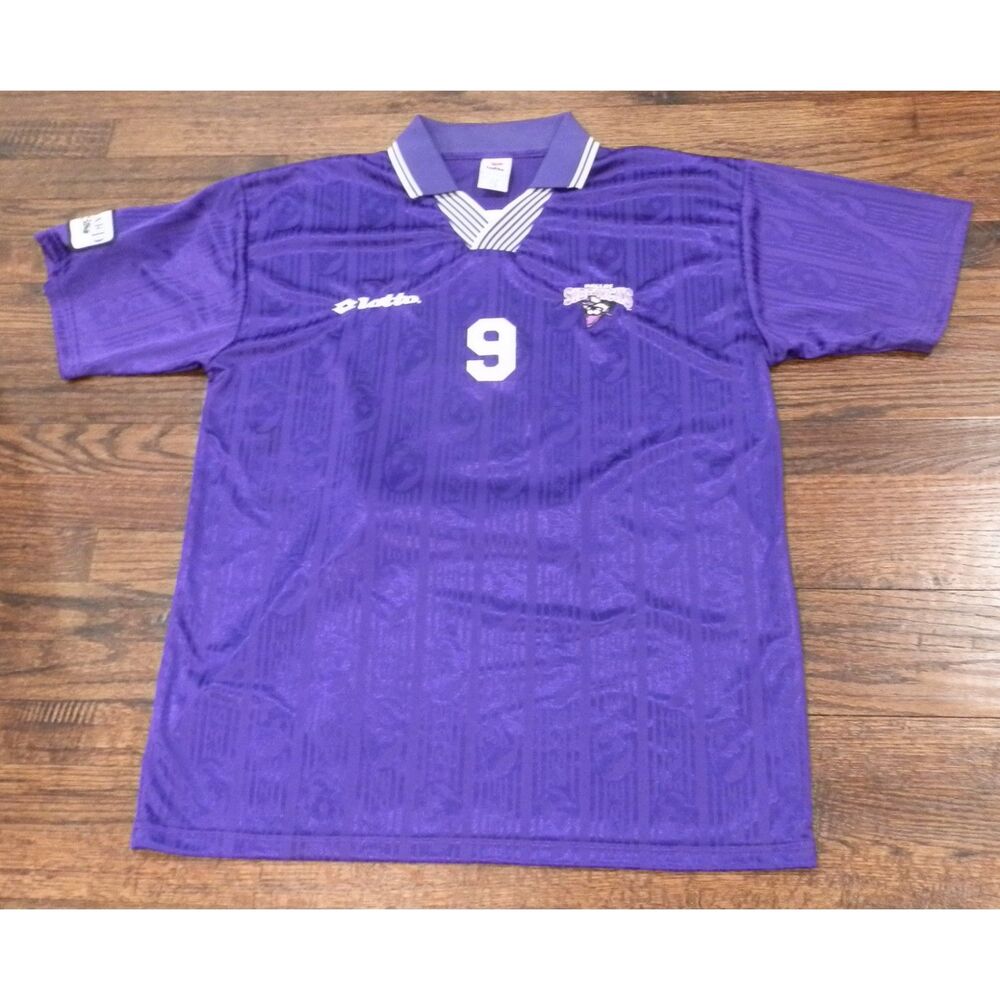 Vintage Dallas Sidekicks Lotto Tatu 9 Shiny Purple Soccer Jersey Mens Size Large